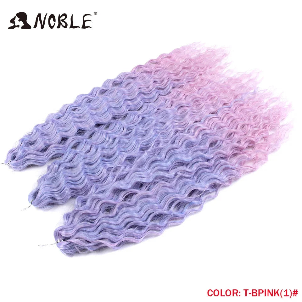 Crochet Hair Braids Synthetic Hair 22 “ Water Wave Crochet Hair Ponytail Fake Hair Ombre Blonde Hair Curly Hair Extensions
