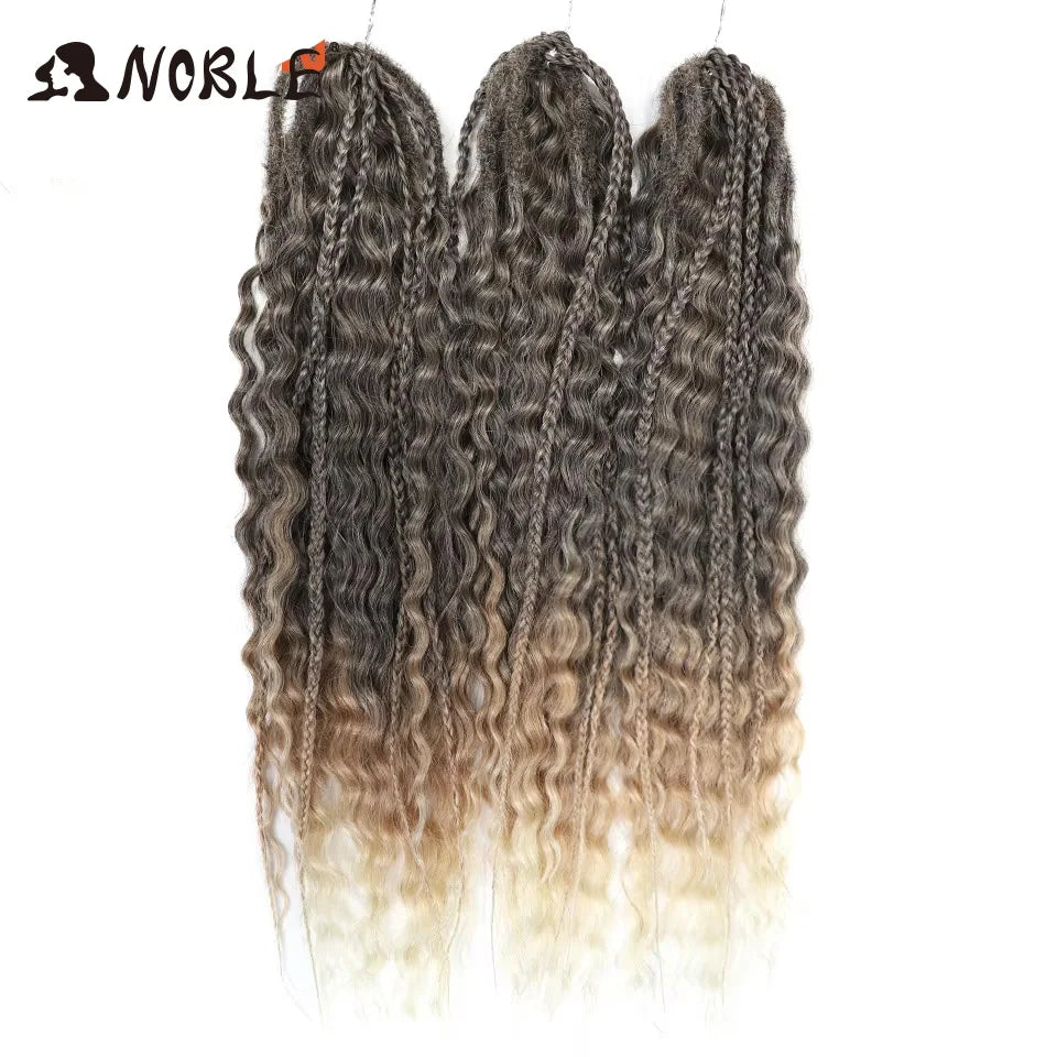 Crochet Hair Braids Synthetic Hair 22 “ Water Wave Crochet Hair Ponytail Fake Hair Ombre Blonde Hair Curly Hair Extensions