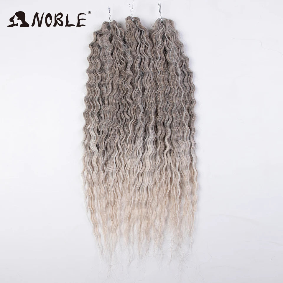 Crochet Hair Braids Synthetic Hair 22 “ Water Wave Crochet Hair Ponytail Fake Hair Ombre Blonde Hair Curly Hair Extensions