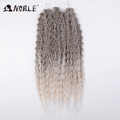 Crochet Hair Braids Synthetic Hair 22 “ Water Wave Crochet Hair Ponytail Fake Hair Ombre Blonde Hair Curly Hair Extensions