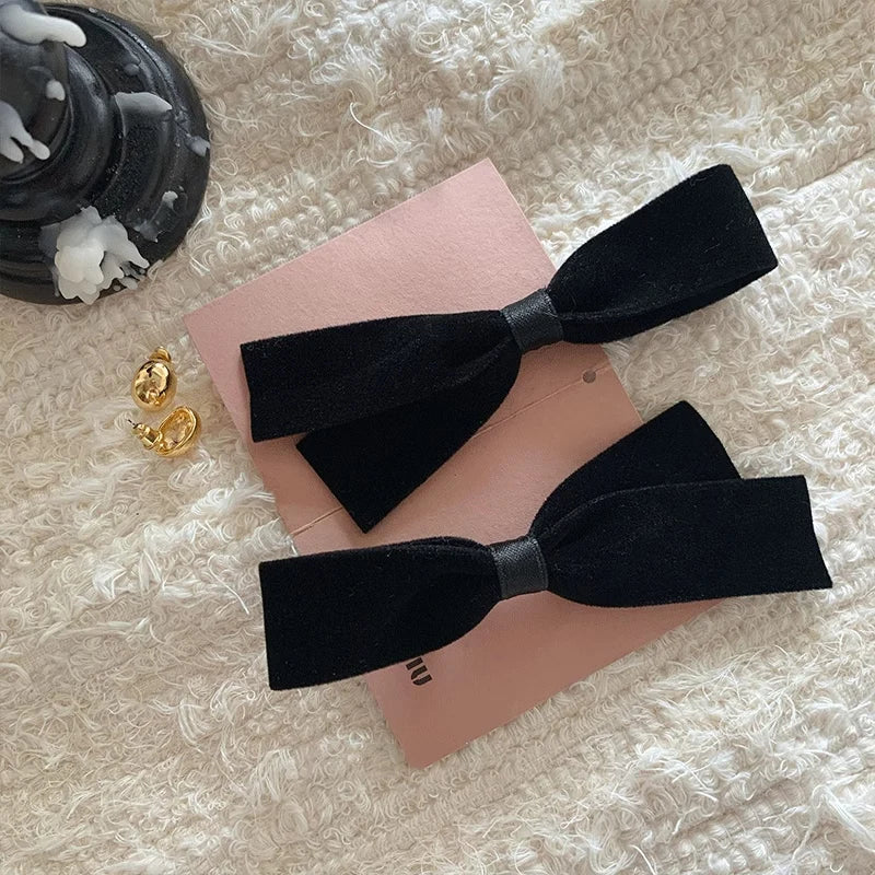 2Pcs/Set Bow Hair Clips Velvet Bow Knot Barrettes Korean Hair Clip Side Pin Hairpin Women Hair Accessories