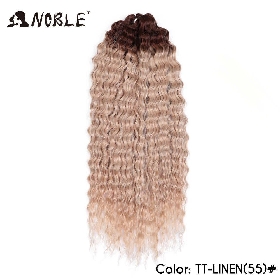 Crochet Hair Braids Synthetic Hair 22 “ Water Wave Crochet Hair Ponytail Fake Hair Ombre Blonde Hair Curly Hair Extensions
