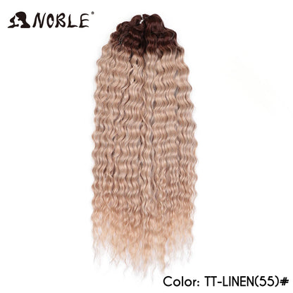 Crochet Hair Braids Synthetic Hair 22 “ Water Wave Crochet Hair Ponytail Fake Hair Ombre Blonde Hair Curly Hair Extensions