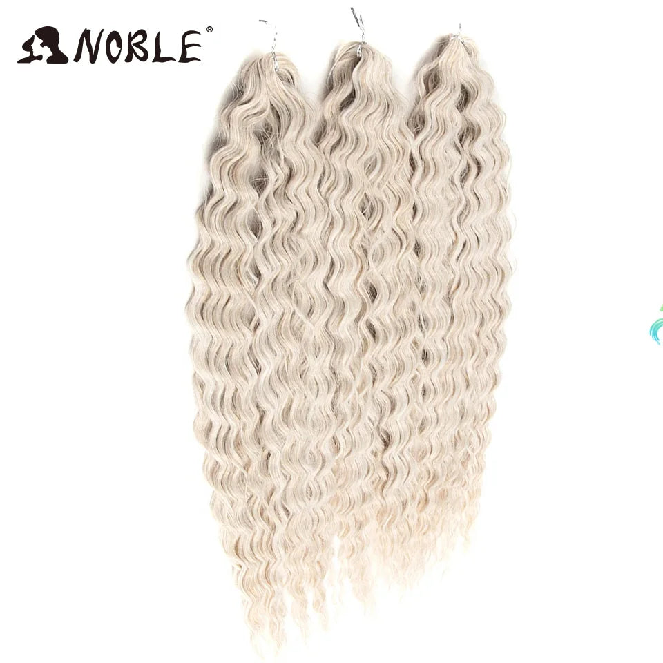 Crochet Hair Braids Synthetic Hair 22 “ Water Wave Crochet Hair Ponytail Fake Hair Ombre Blonde Hair Curly Hair Extensions