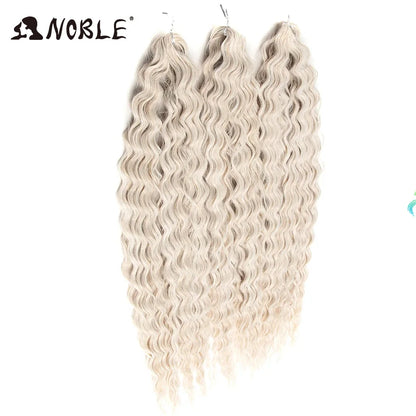 Crochet Hair Braids Synthetic Hair 22 “ Water Wave Crochet Hair Ponytail Fake Hair Ombre Blonde Hair Curly Hair Extensions