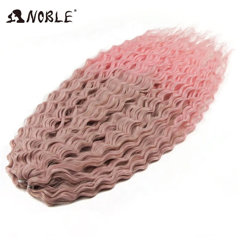 Crochet Hair Braids Synthetic Hair 22 “ Water Wave Crochet Hair Ponytail Fake Hair Ombre Blonde Hair Curly Hair Extensions
