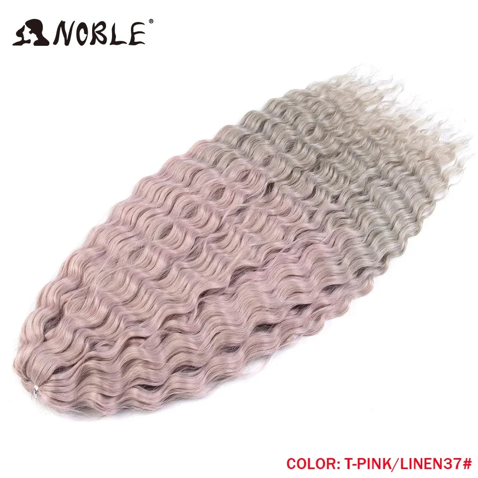 Crochet Hair Braids Synthetic Hair 22 “ Water Wave Crochet Hair Ponytail Fake Hair Ombre Blonde Hair Curly Hair Extensions