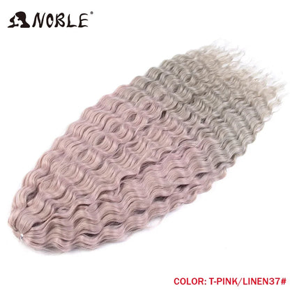 Crochet Hair Braids Synthetic Hair 22 “ Water Wave Crochet Hair Ponytail Fake Hair Ombre Blonde Hair Curly Hair Extensions
