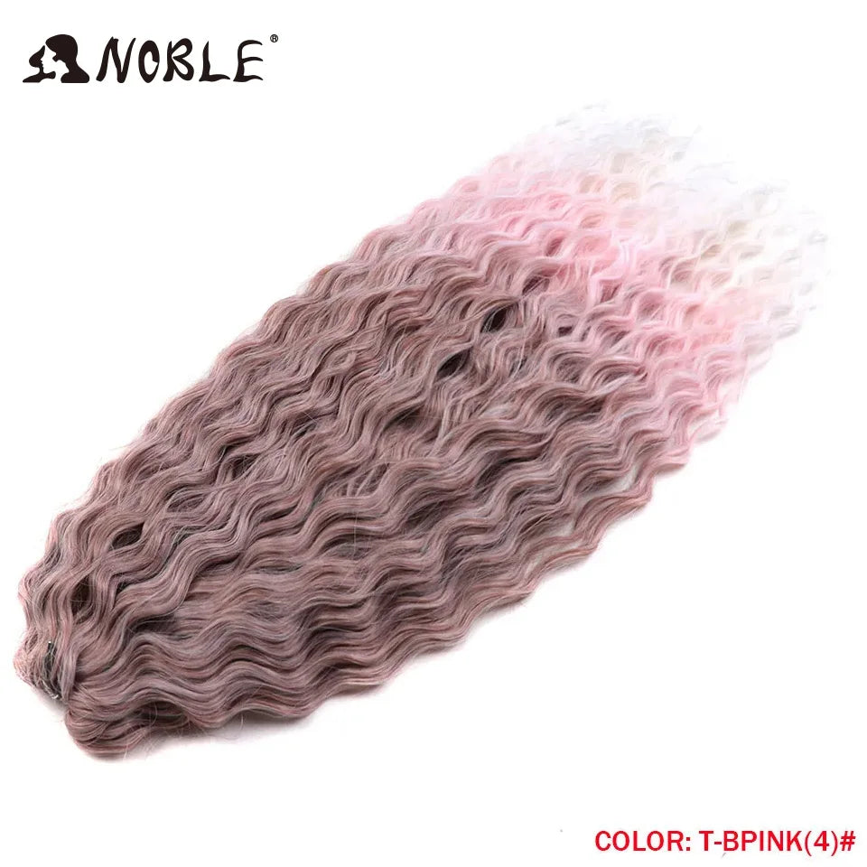 Crochet Hair Braids Synthetic Hair 22 “ Water Wave Crochet Hair Ponytail Fake Hair Ombre Blonde Hair Curly Hair Extensions