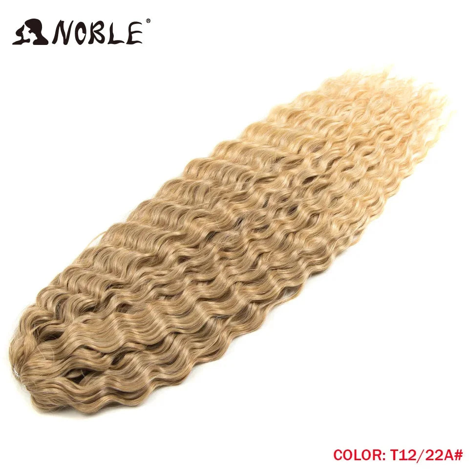 Crochet Hair Braids Synthetic Hair 22 “ Water Wave Crochet Hair Ponytail Fake Hair Ombre Blonde Hair Curly Hair Extensions