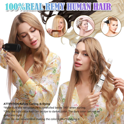 Clip in Hair Extensions 100% Real Remy Human Hair Full Head Soft 8PCS Clip in Russian Remy Hair New Color Balayage Highlight 8"-24" US CLEARANCE