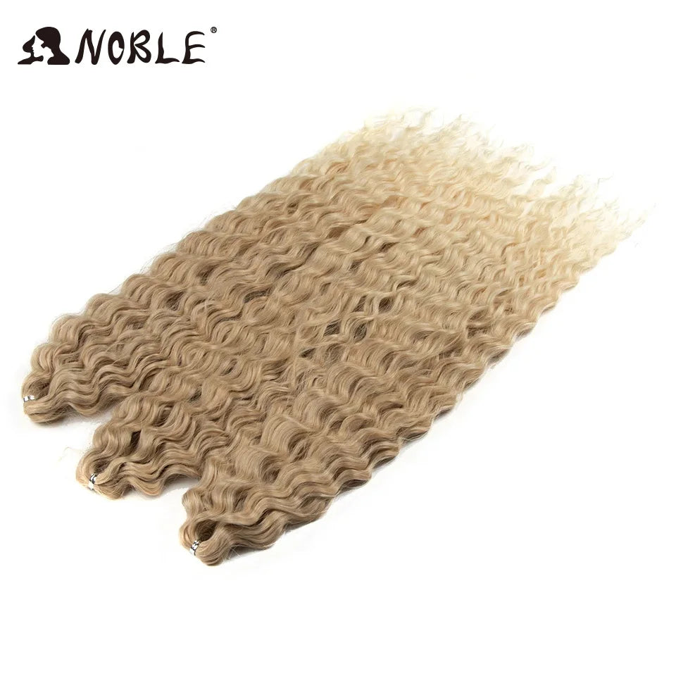 Crochet Hair Braids Synthetic Hair 22 “ Water Wave Crochet Hair Ponytail Fake Hair Ombre Blonde Hair Curly Hair Extensions