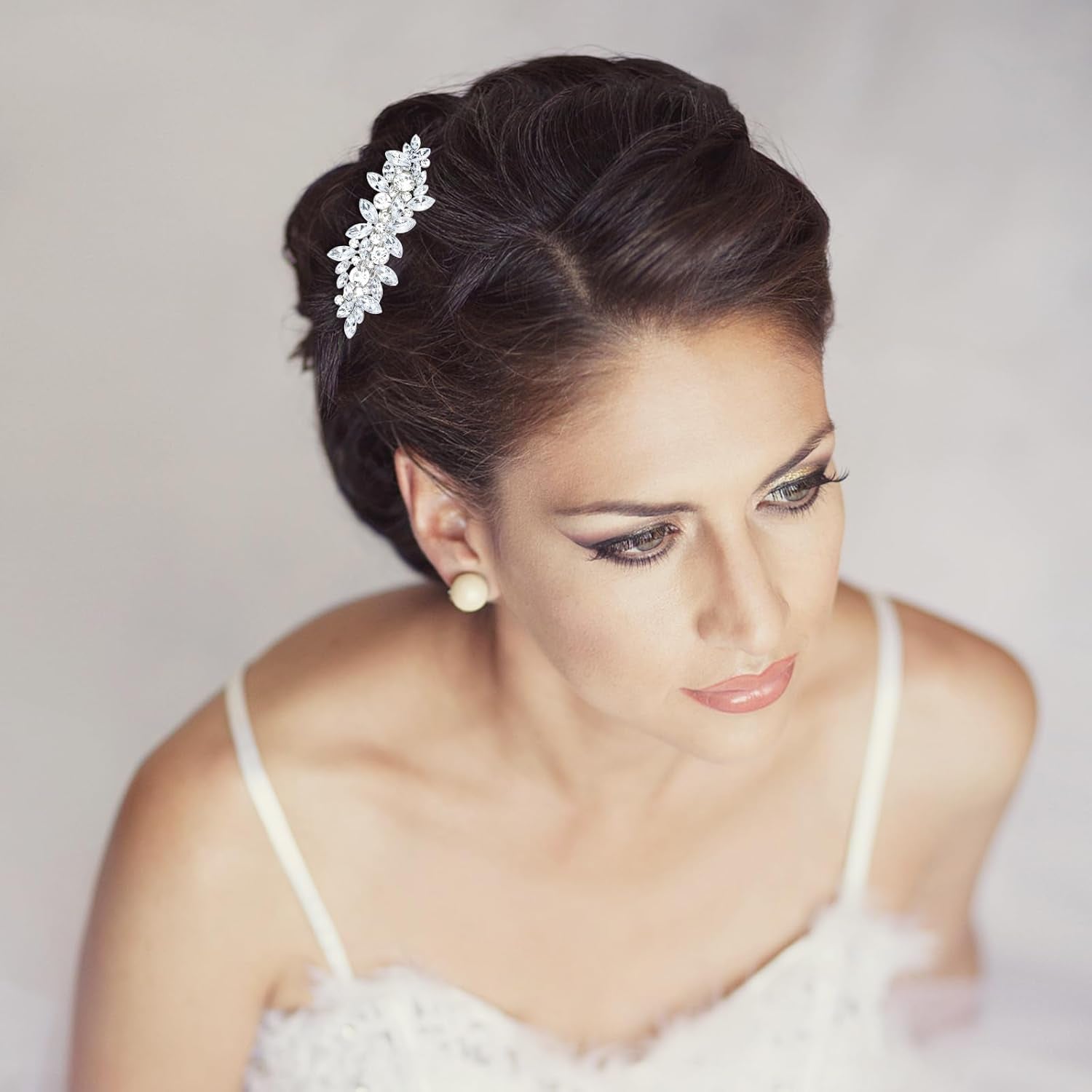 4PCS Silver Rhinestone Hair Clips - Bride Barrettes Fancy Wedding Prom Formal Hair Accessories for Women