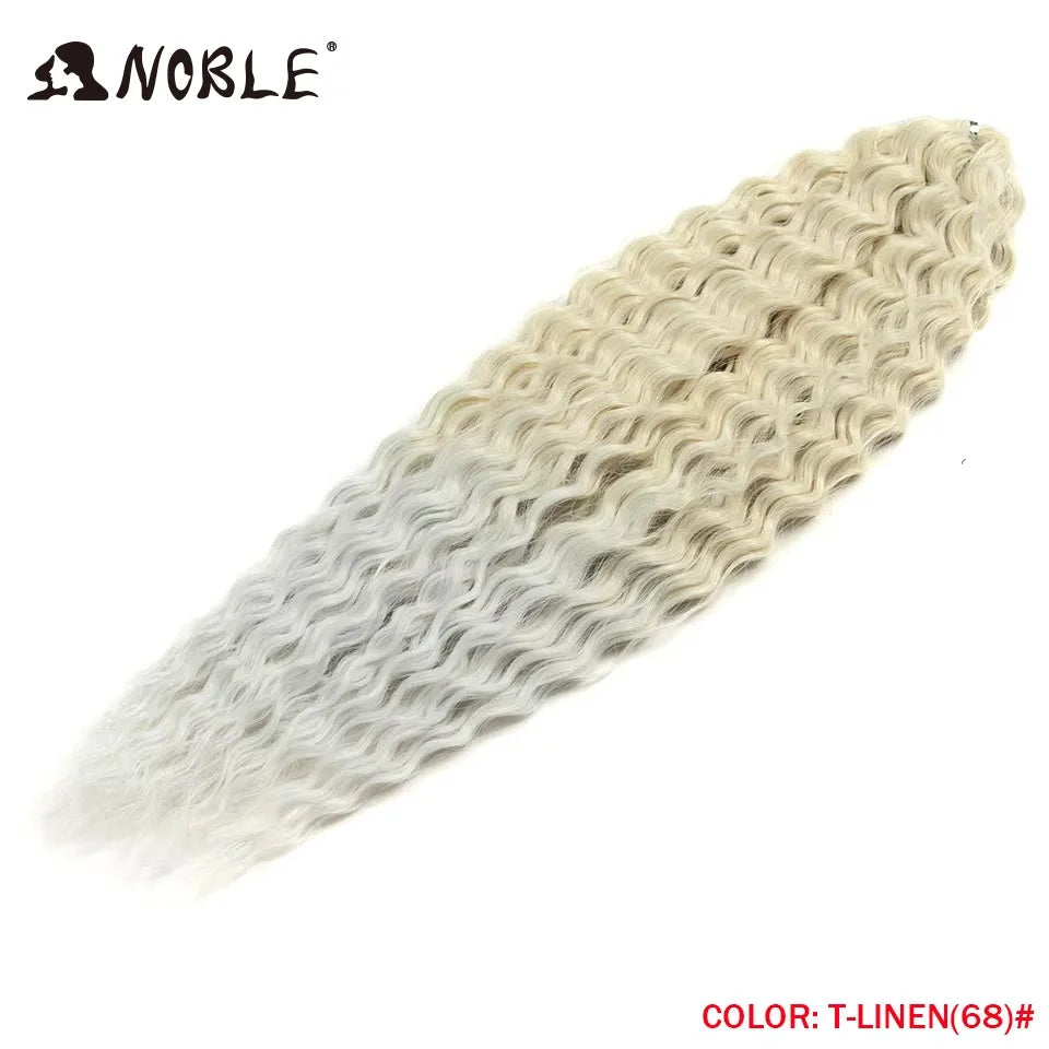 Crochet Hair Braids Synthetic Hair 22 “ Water Wave Crochet Hair Ponytail Fake Hair Ombre Blonde Hair Curly Hair Extensions
