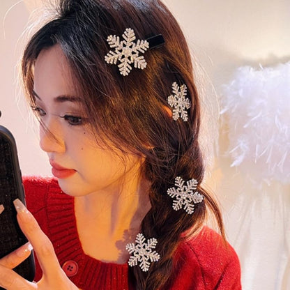 10Pcs Snowflake Hair Clip for Women Girls Cute Hair Pins Nonslip Sparkly Hair Barrette Snap Small Silver Metal Alligator Clips for Long Thick Hair Holiday Wedding Bridal Hair Accessories