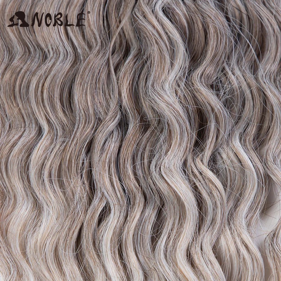 Crochet Hair Braids Synthetic Hair 22 “ Water Wave Crochet Hair Ponytail Fake Hair Ombre Blonde Hair Curly Hair Extensions