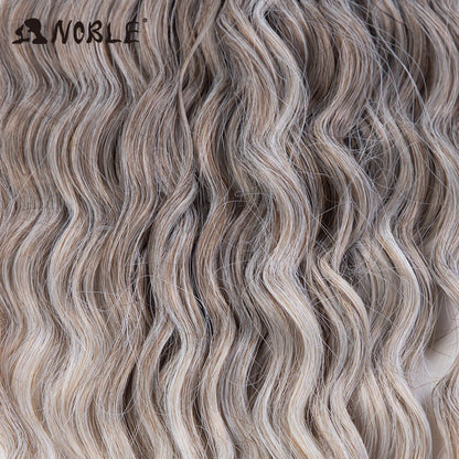 Crochet Hair Braids Synthetic Hair 22 “ Water Wave Crochet Hair Ponytail Fake Hair Ombre Blonde Hair Curly Hair Extensions
