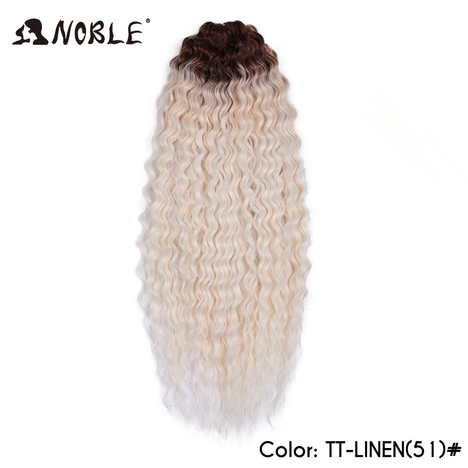 Crochet Hair Braids Synthetic Hair 22 “ Water Wave Crochet Hair Ponytail Fake Hair Ombre Blonde Hair Curly Hair Extensions