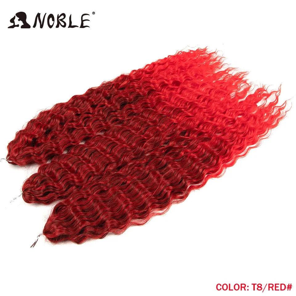 Crochet Hair Braids Synthetic Hair 22 “ Water Wave Crochet Hair Ponytail Fake Hair Ombre Blonde Hair Curly Hair Extensions
