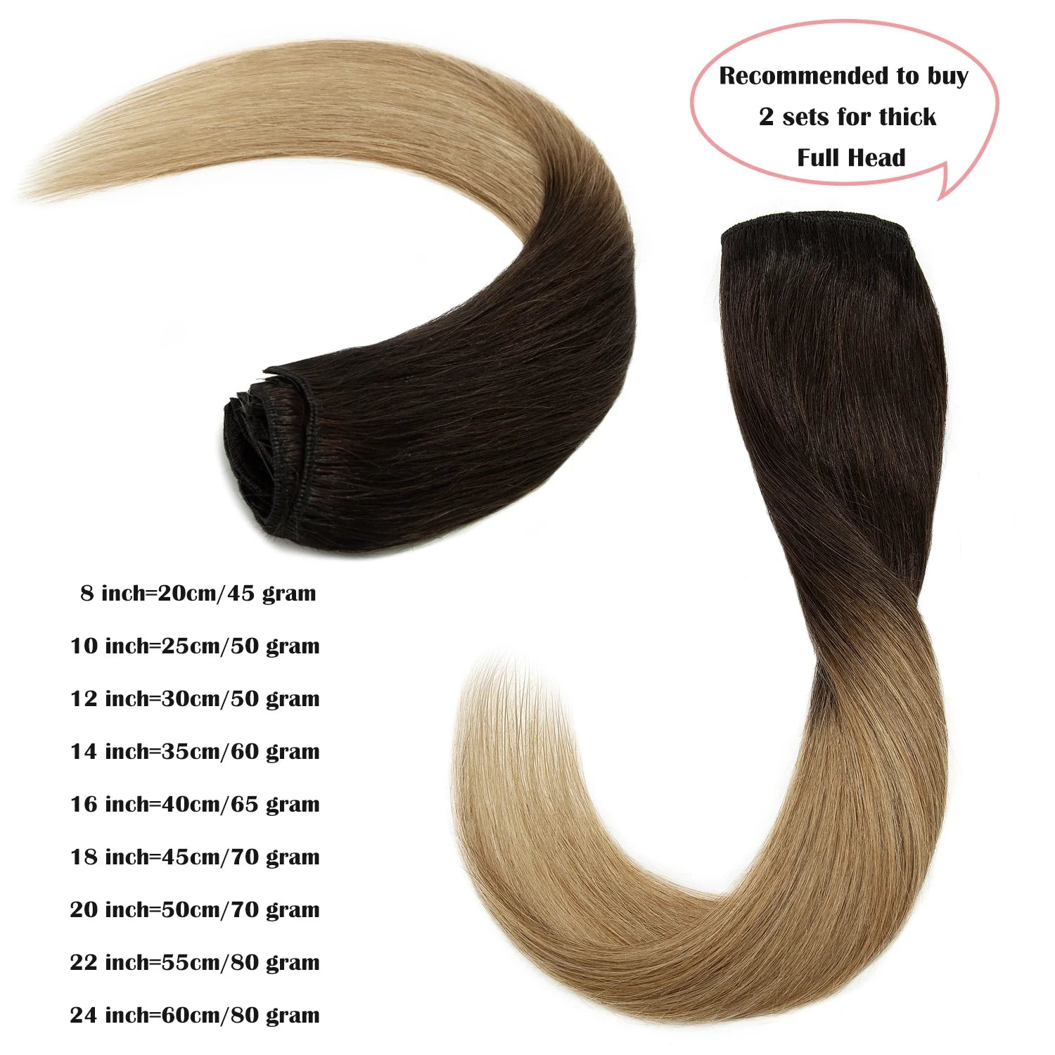 Clip in Hair Extensions 100% Real Remy Human Hair Full Head Soft 8PCS Clip in Russian Remy Hair New Color Balayage Highlight 8"-24" US CLEARANCE
