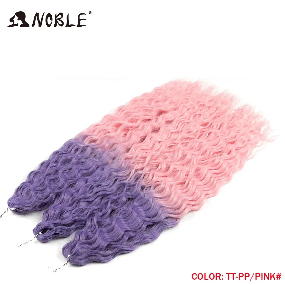 Crochet Hair Braids Synthetic Hair 22 “ Water Wave Crochet Hair Ponytail Fake Hair Ombre Blonde Hair Curly Hair Extensions