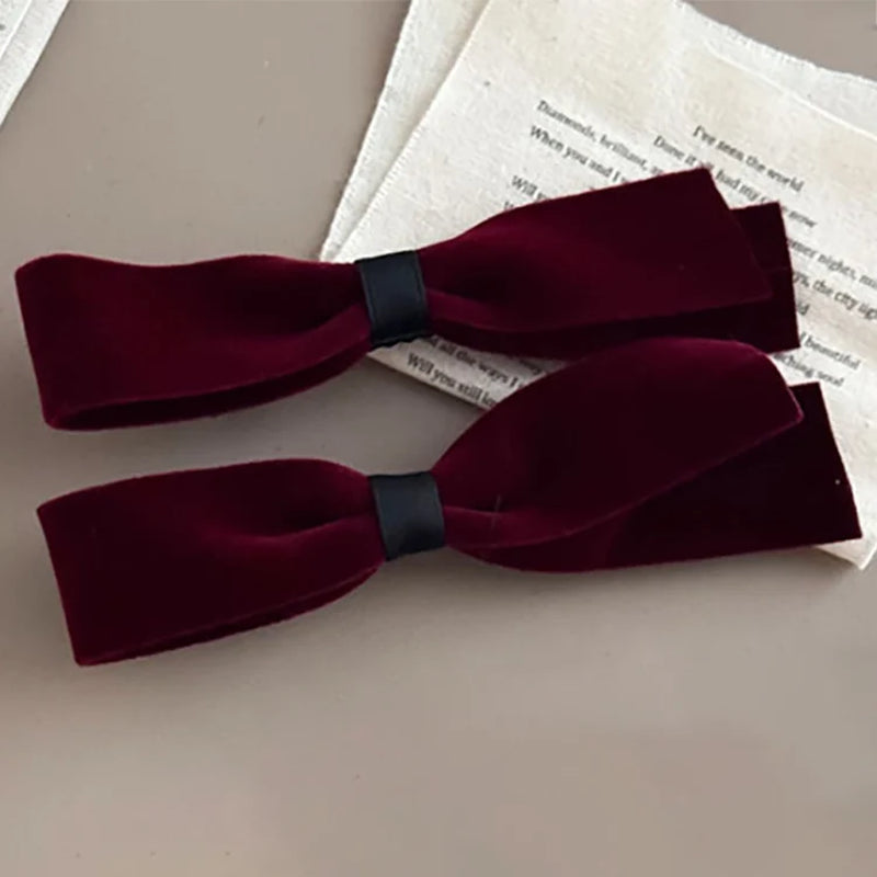 2Pcs/Set Bow Hair Clips Velvet Bow Knot Barrettes Korean Hair Clip Side Pin Hairpin Women Hair Accessories