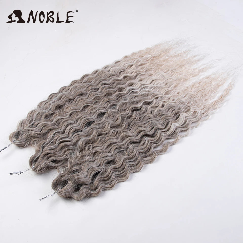 Crochet Hair Braids Synthetic Hair 22 “ Water Wave Crochet Hair Ponytail Fake Hair Ombre Blonde Hair Curly Hair Extensions
