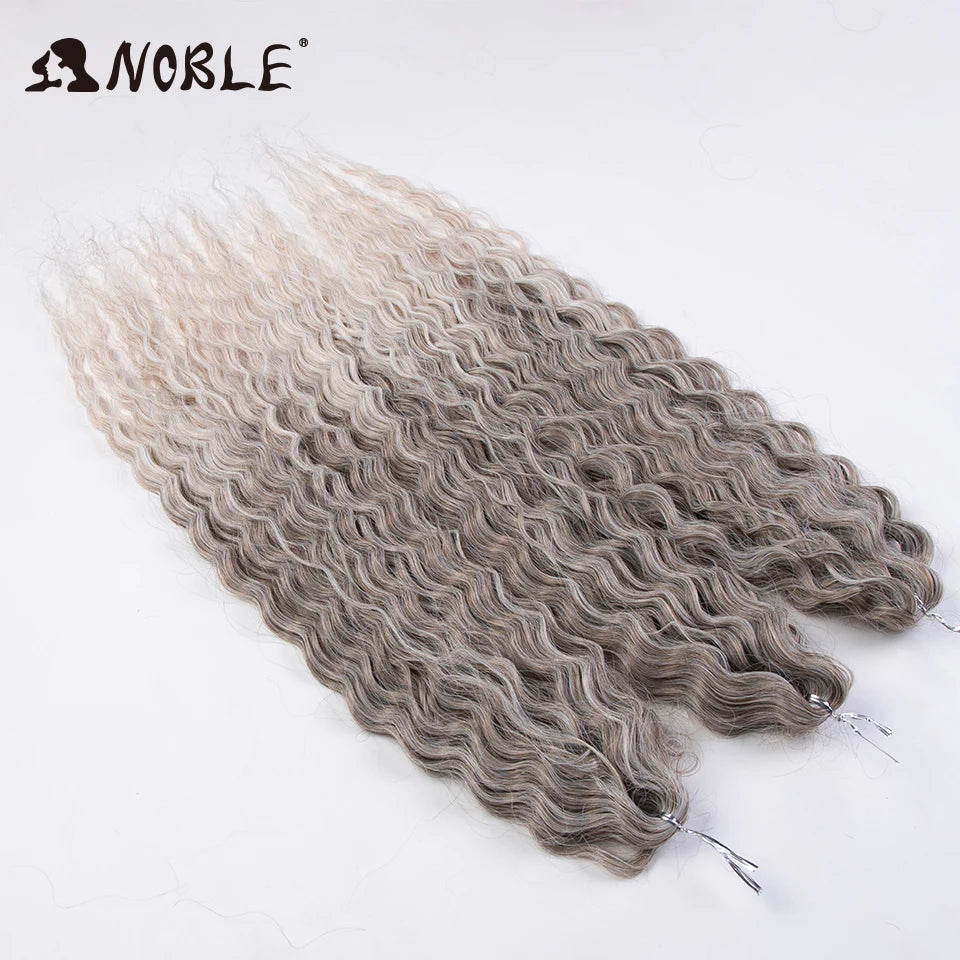 Crochet Hair Braids Synthetic Hair 22 “ Water Wave Crochet Hair Ponytail Fake Hair Ombre Blonde Hair Curly Hair Extensions