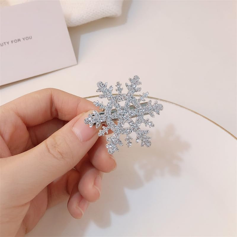 10Pcs Snowflake Hair Clip for Women Girls Cute Hair Pins Nonslip Sparkly Hair Barrette Snap Small Silver Metal Alligator Clips for Long Thick Hair Holiday Wedding Bridal Hair Accessories