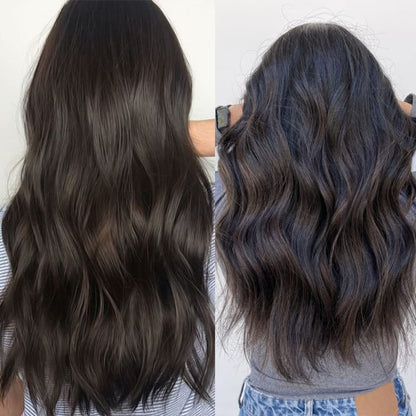 4PCS Clip in Hair Extensions 20Inch Black Hair Extensions Long Wavy Hair Extensions Clip Ins Synthetic Thick Hair Piece for Women(Black)