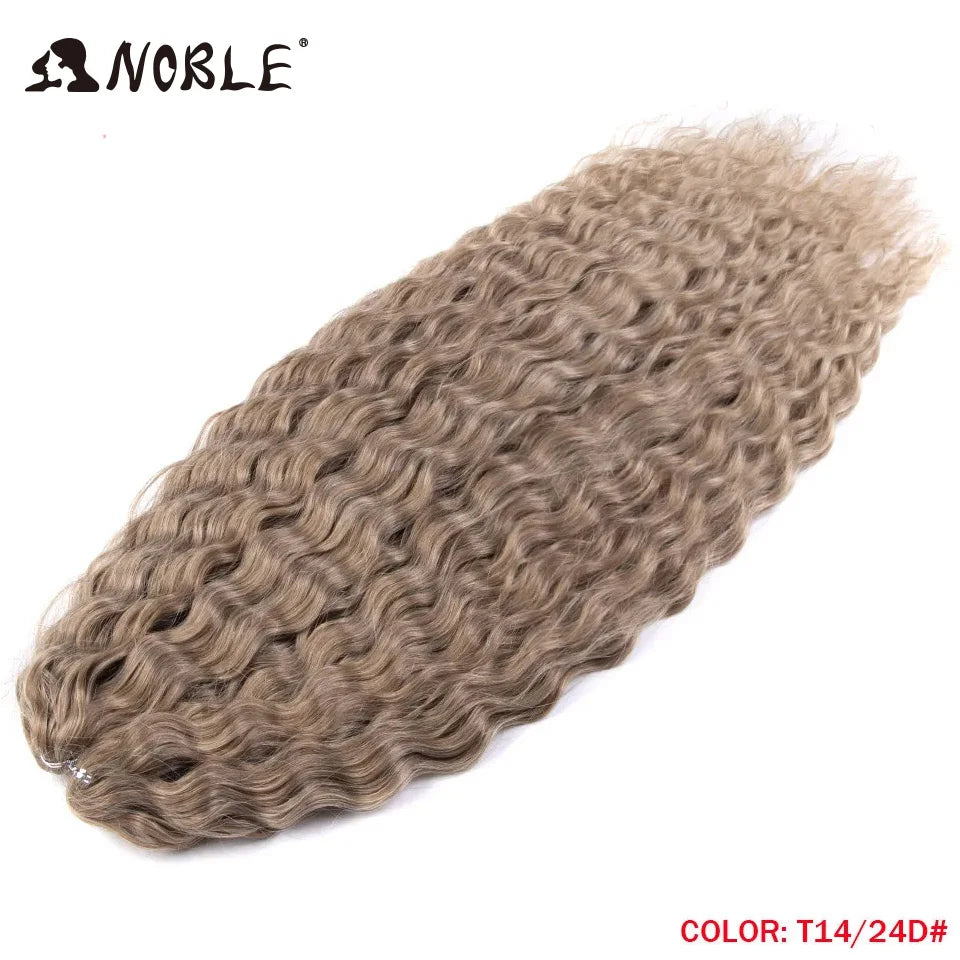 Crochet Hair Braids Synthetic Hair 22 “ Water Wave Crochet Hair Ponytail Fake Hair Ombre Blonde Hair Curly Hair Extensions