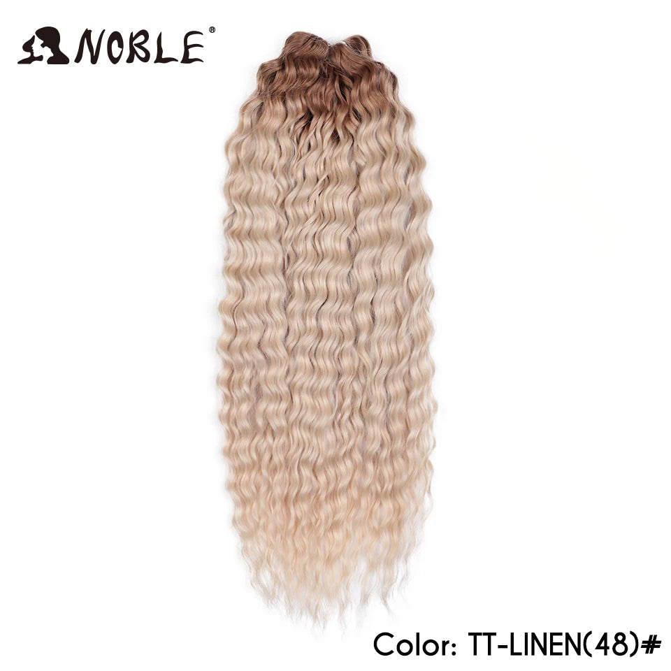 Crochet Hair Braids Synthetic Hair 22 “ Water Wave Crochet Hair Ponytail Fake Hair Ombre Blonde Hair Curly Hair Extensions