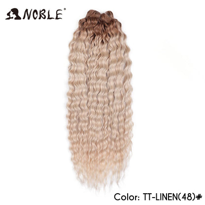Crochet Hair Braids Synthetic Hair 22 “ Water Wave Crochet Hair Ponytail Fake Hair Ombre Blonde Hair Curly Hair Extensions