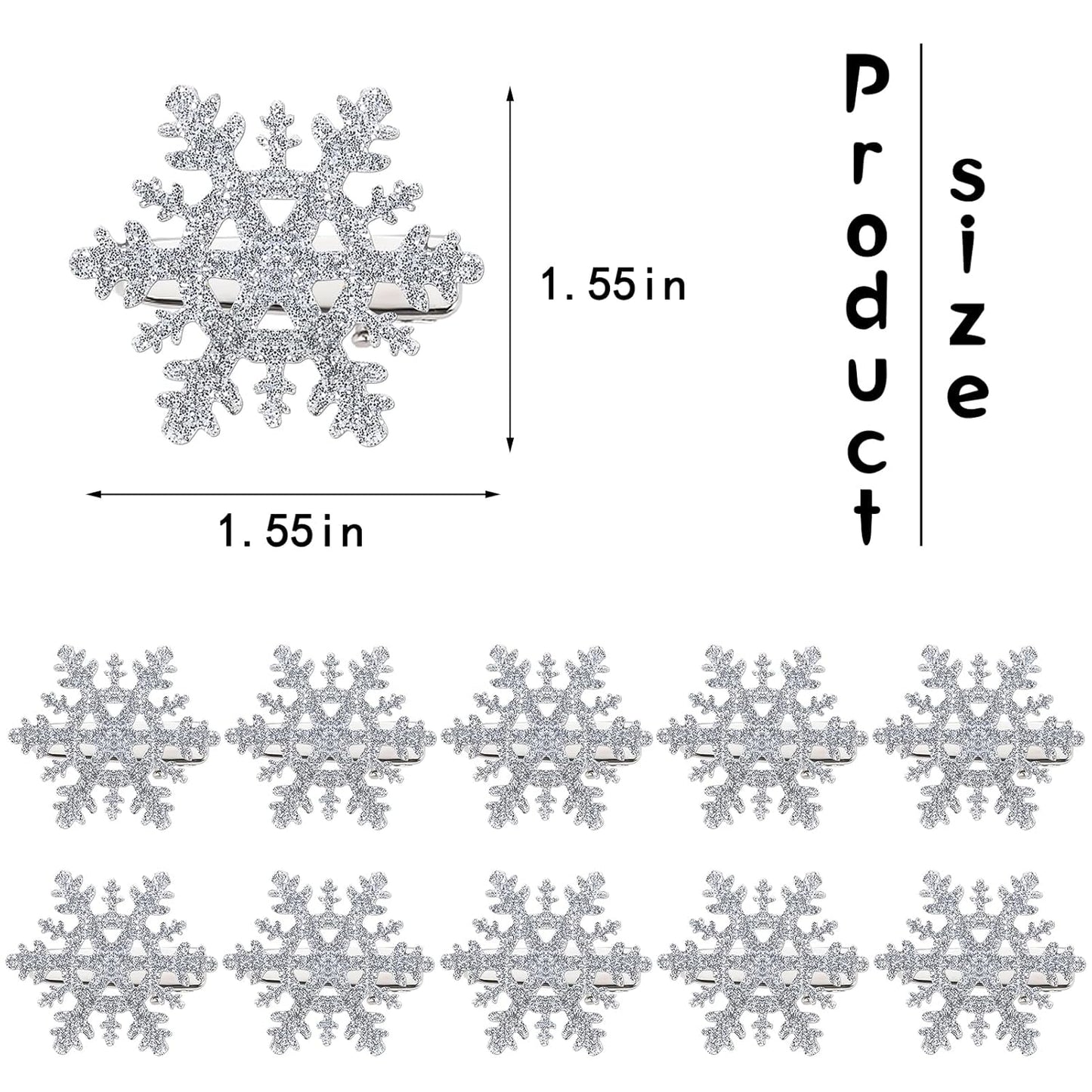 10Pcs Snowflake Hair Clip for Women Girls Cute Hair Pins Nonslip Sparkly Hair Barrette Snap Small Silver Metal Alligator Clips for Long Thick Hair Holiday Wedding Bridal Hair Accessories