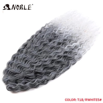 Crochet Hair Braids Synthetic Hair 22 “ Water Wave Crochet Hair Ponytail Fake Hair Ombre Blonde Hair Curly Hair Extensions