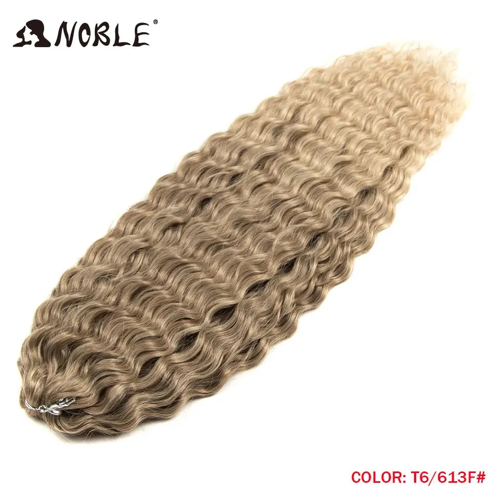 Crochet Hair Braids Synthetic Hair 22 “ Water Wave Crochet Hair Ponytail Fake Hair Ombre Blonde Hair Curly Hair Extensions