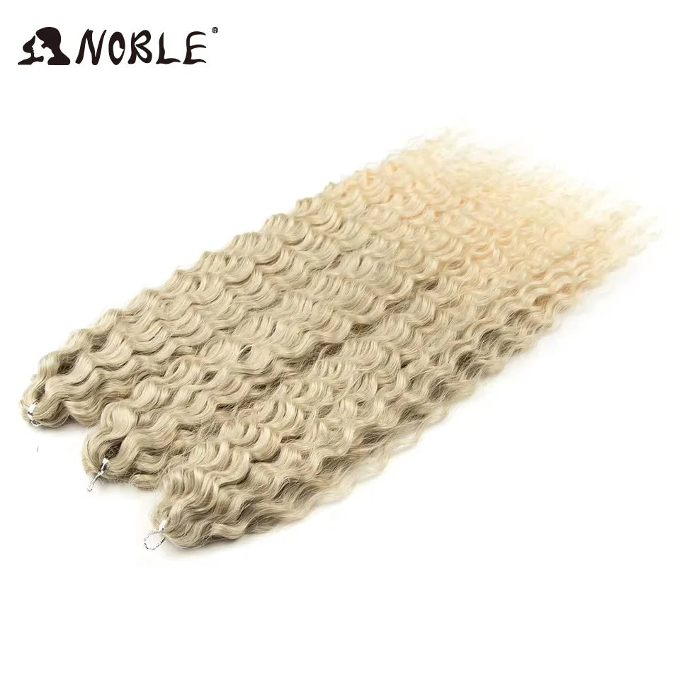 Crochet Hair Braids Synthetic Hair 22 “ Water Wave Crochet Hair Ponytail Fake Hair Ombre Blonde Hair Curly Hair Extensions