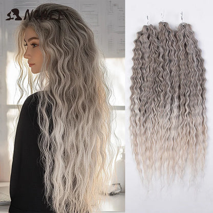 Crochet Hair Braids Synthetic Hair 22 “ Water Wave Crochet Hair Ponytail Fake Hair Ombre Blonde Hair Curly Hair Extensions